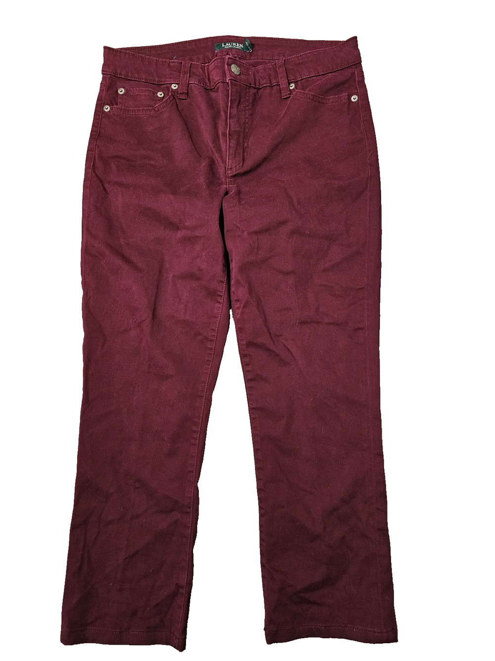 Lauren Ralph Lauren Jeans Womens Straight Burgundy Stretch Cropped Size 10
